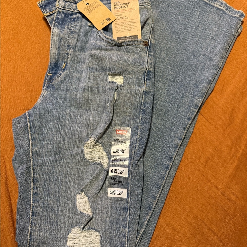 Levi's Blue Distressed Bootcut Jeans